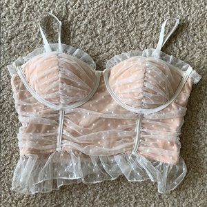 White Lace Nude Bustier Top